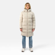 WOMENS LONGLINE PUFFER JACKET "THE SHOREDITCH" IN IVORY STONE
