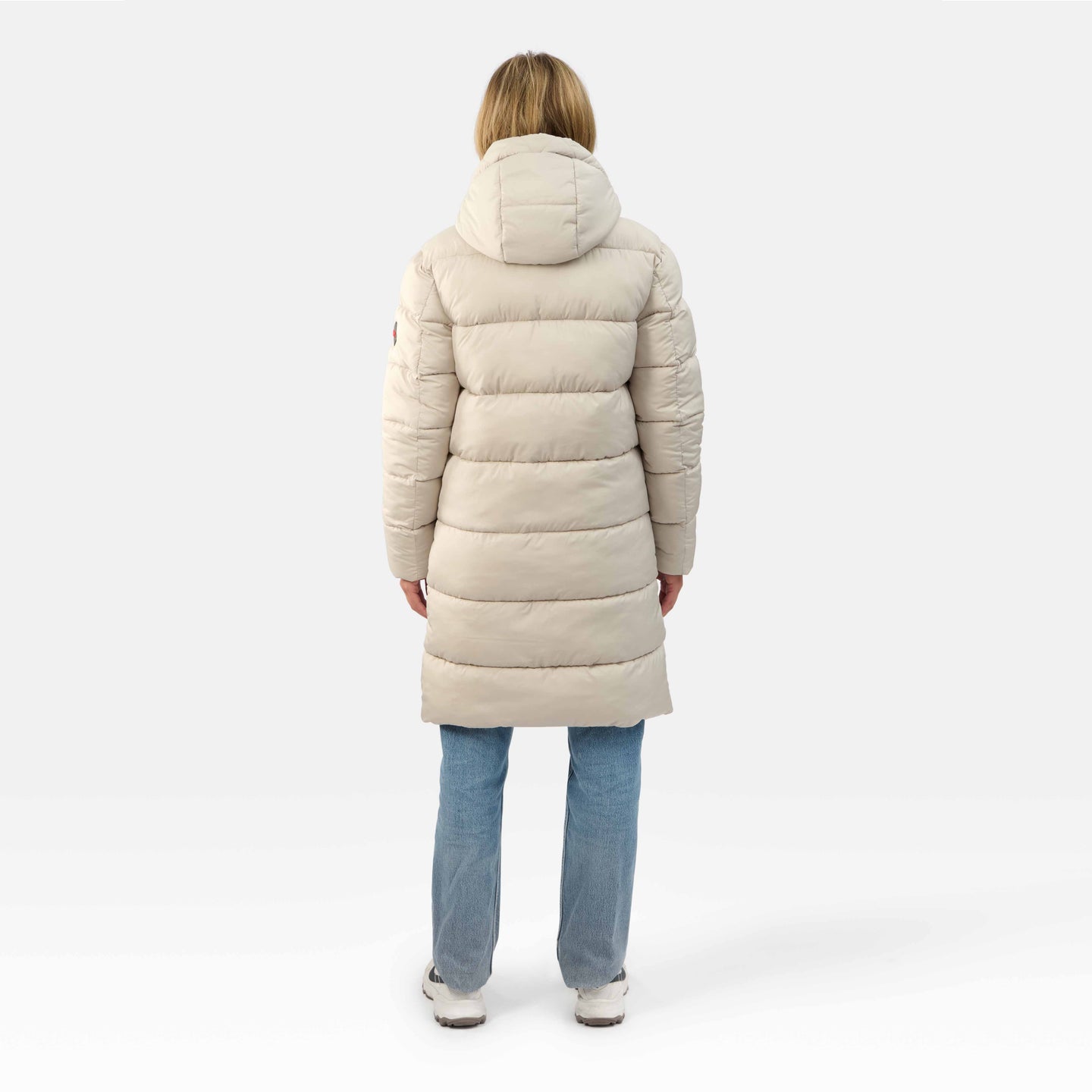 WOMENS LONGLINE PUFFER JACKET "THE SHOREDITCH" IN IVORY STONE