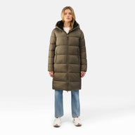 WOMENS LONGLINE PUFFER JACKET "THE SHOREDITCH" IN KHAKI