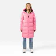 WOMENS LONGLINE PUFFER JACKET "THE SHOREDITCH" IN PINK