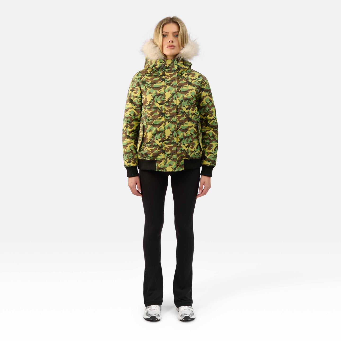 WOMENS BOMBER "THE ANGEL"IN GREEN CAMO