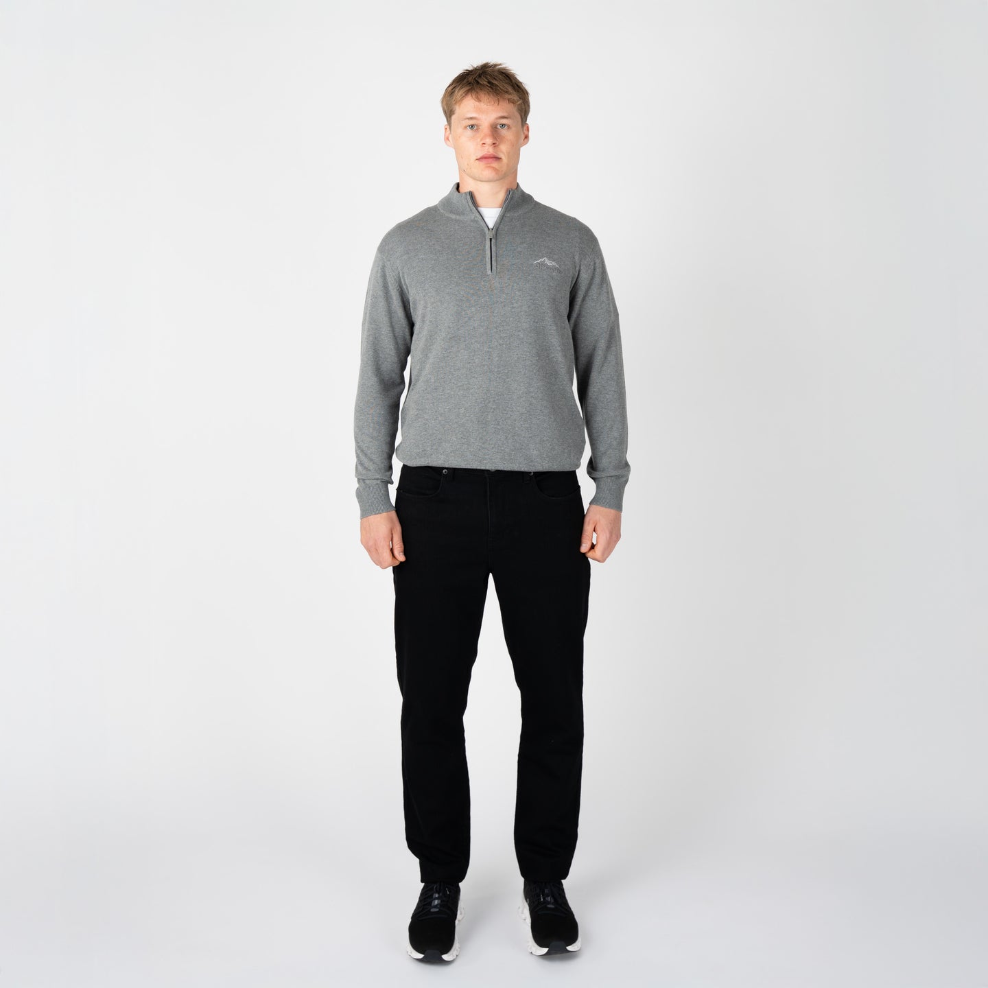FULHAM 1/4 ZIP KNIT-GREY MARL
