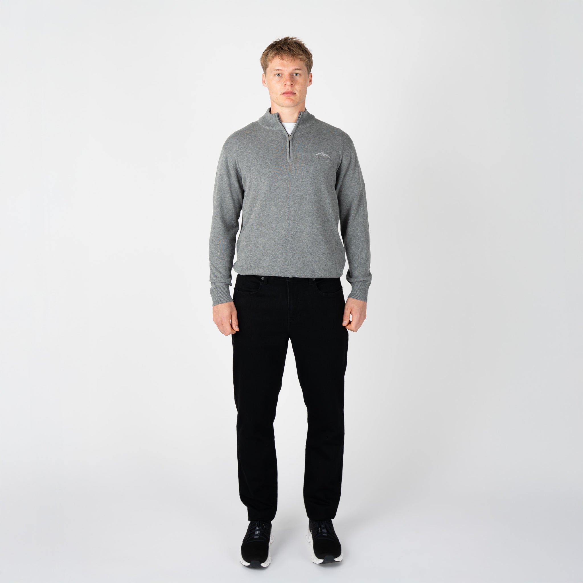 FULHAM 1/4 ZIP KNIT-GREY MARL