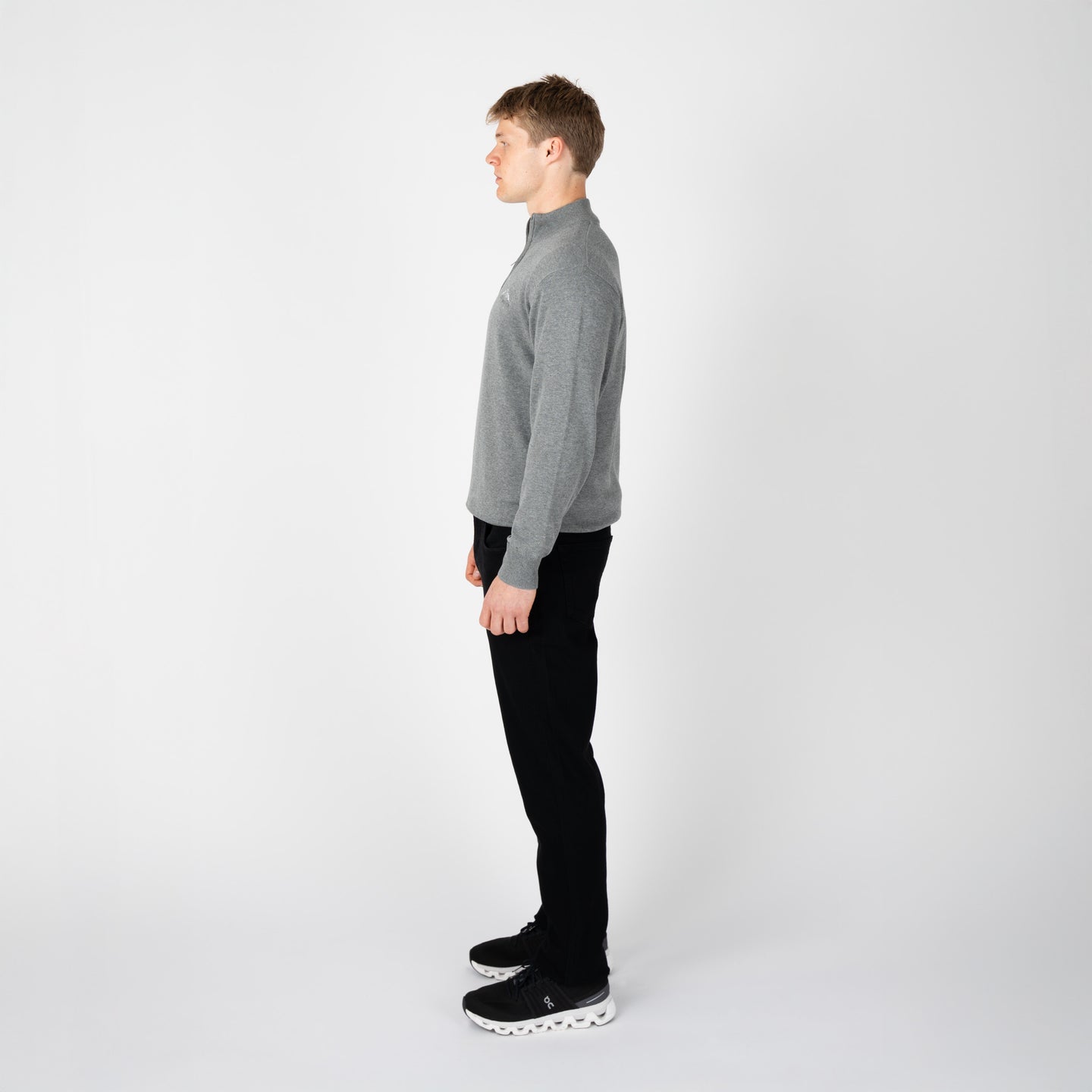 FULHAM 1/4 ZIP KNIT-GREY MARL