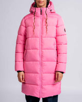 Womens 'The Shoreditch' Longline Puffer Jacket in Pink