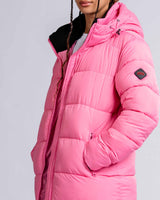 Womens 'The Shoreditch' Longline Puffer Jacket in Pink