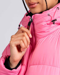 Womens 'The Shoreditch' Longline Puffer Jacket in Pink