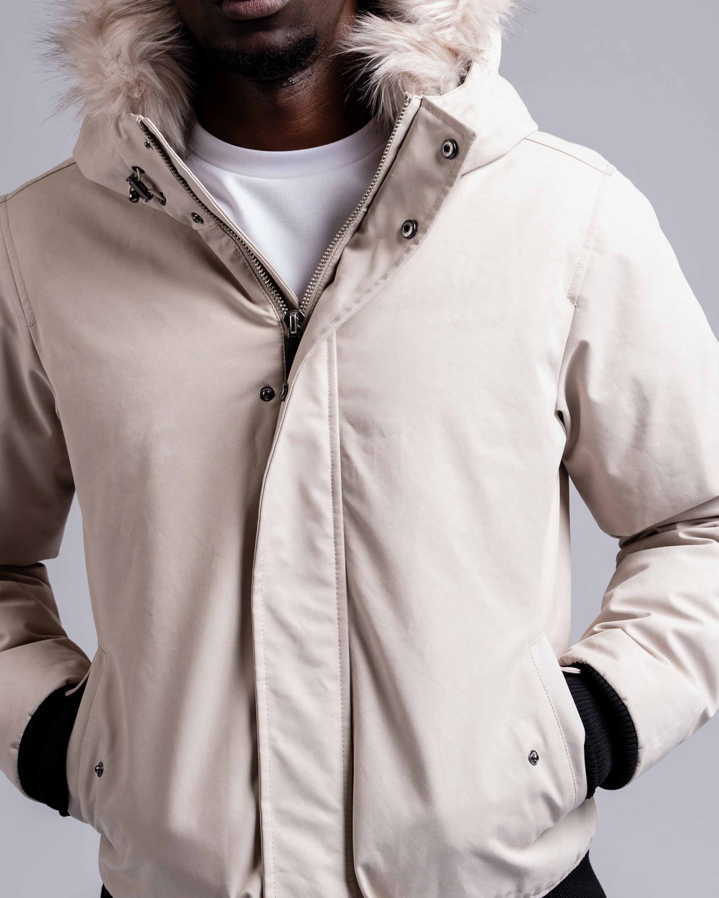 Mens "The Soho” Bomber Jacket in Ivory Stone