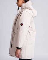 Womens 'The Covent" Faux Fur Hooded Parka in Ivory Stone