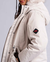 Womens 'The Covent" Faux Fur Hooded Parka in Ivory Stone