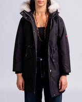 Womens 'The Covent" Faux Fur Hooded Parka in Black