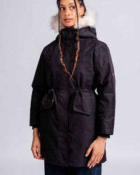 Womens 'The Covent" Faux Fur Hooded Parka in Black