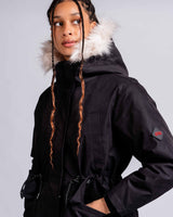 Womens 'The Covent" Faux Fur Hooded Parka in Black