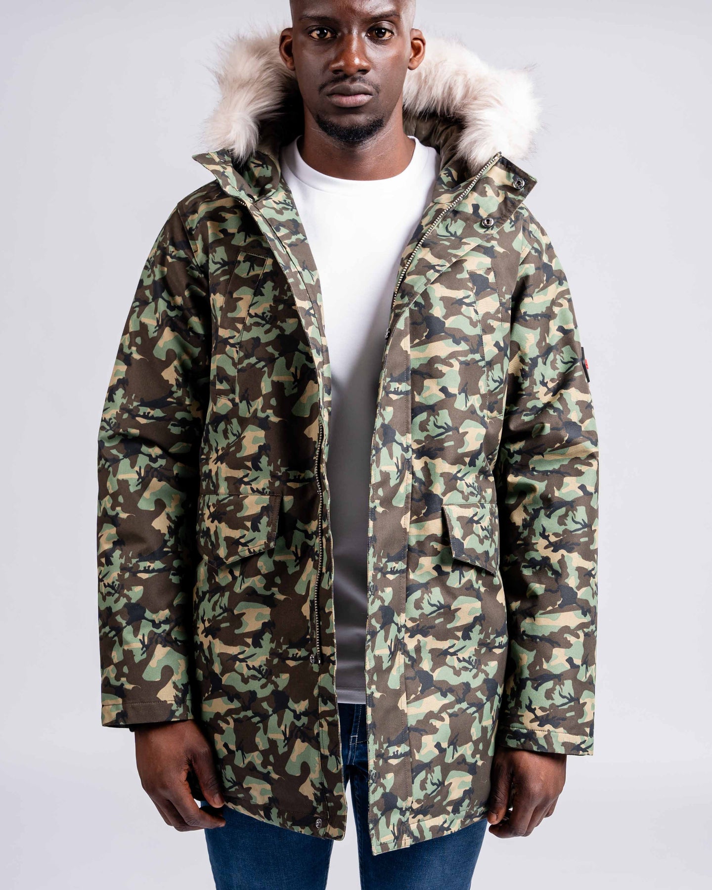 Mens "The Camden" Military Parka in Green Camo