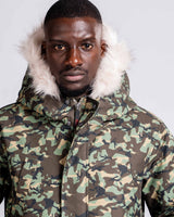 Mens "The Camden" Military Parka in Green Camo