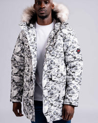 Mens "The Camden" Military Parka in Ice Camo