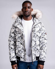 Mens "The Soho” Bomber Jacket in Ice Camo