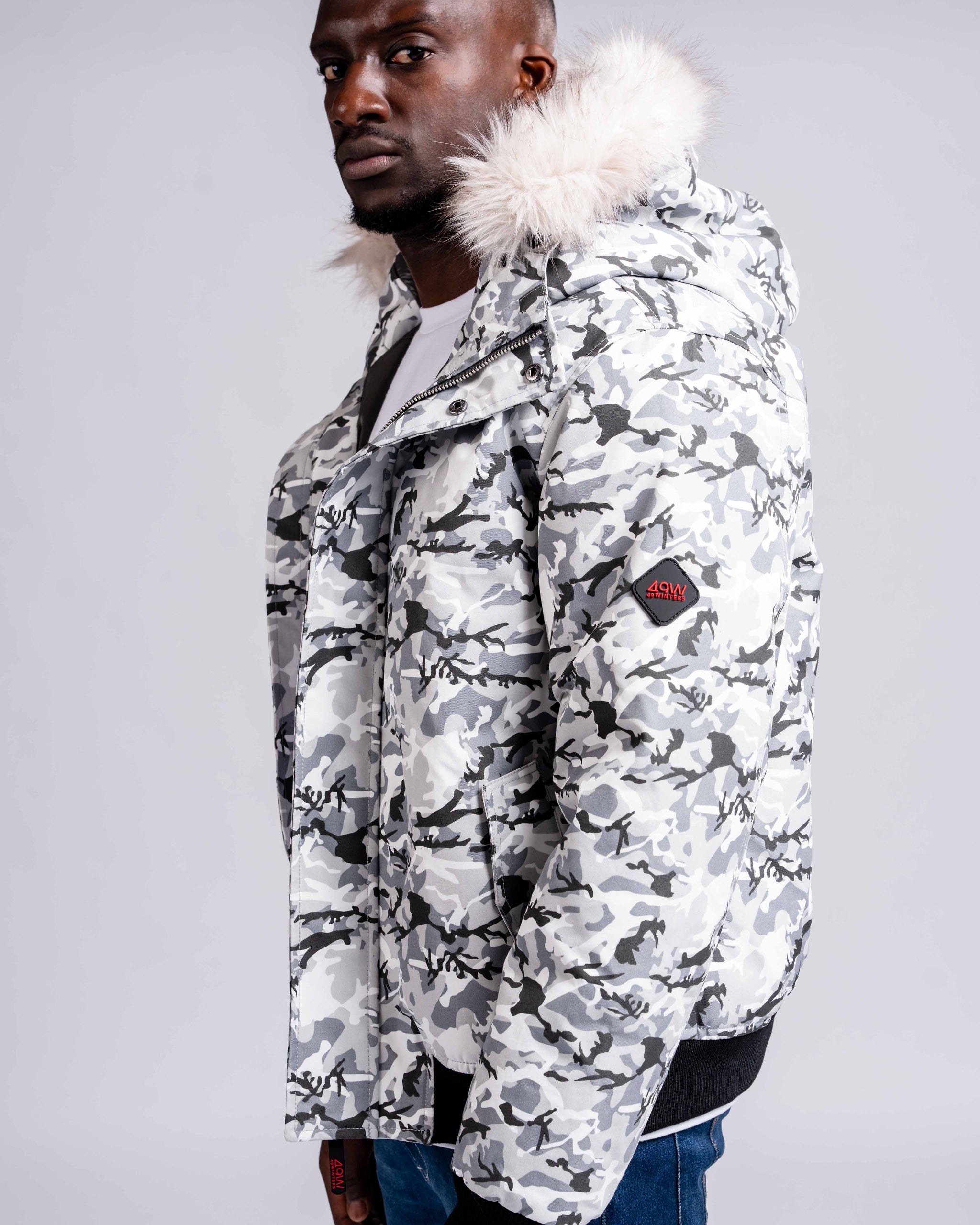 Mens "The Soho” Bomber Jacket in Ice Camo