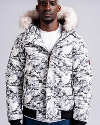 Mens "The Soho” Bomber Jacket in Ice Camo