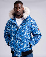 Mens "The Soho” Bomber Jacket in Blue Camo