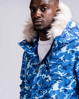 Mens "The Soho” Bomber Jacket in Blue Camo