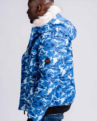 Mens "The Soho” Bomber Jacket in Blue Camo