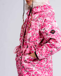 Womens 'The Covent" Faux Fur Hooded Parka in Pink Camo